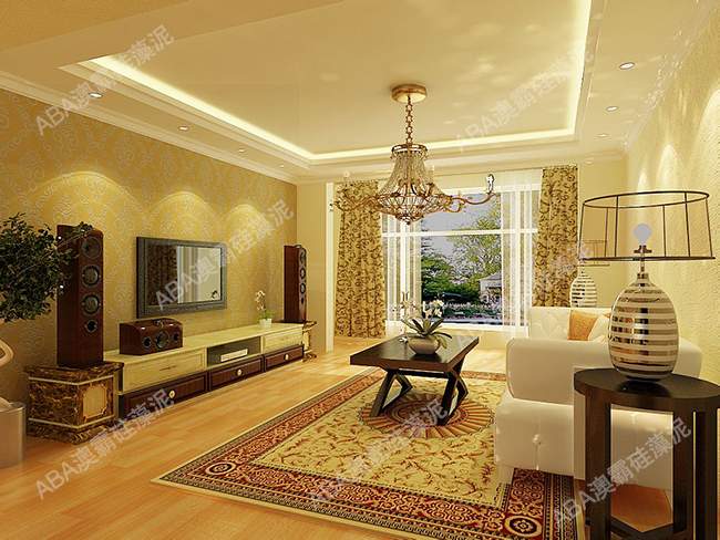  负离子硅藻泥背景墙装修效果图(图1)